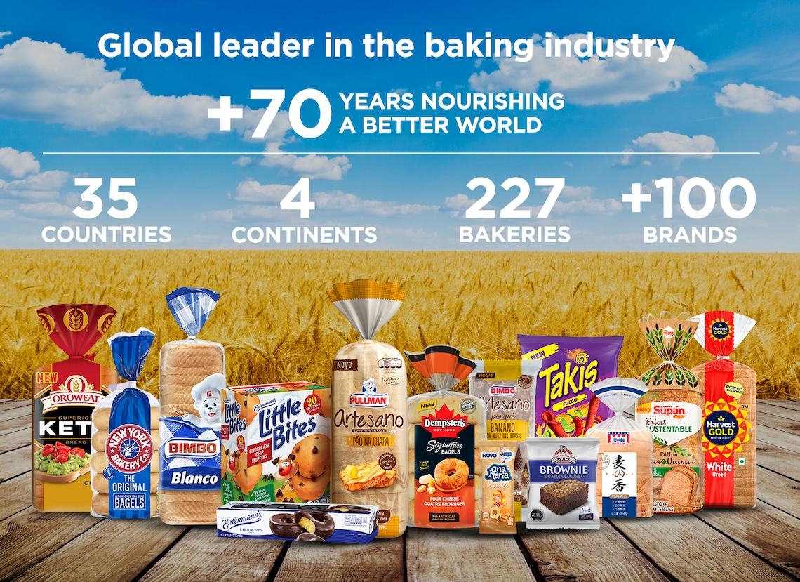 Global leader in the baking industry whit more than 70 years nourishing a better world in 35 countries on 4 continents with 227 bakeries and more than 100 brands.