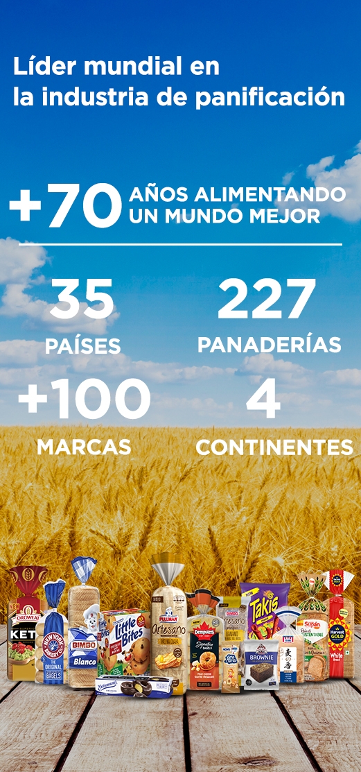 Líder mundial en la industria de panificación con más de 70 años alimentando un mundo mejor en 35 países en 4 continentes con 214 panaderías y más de 100 marcas.